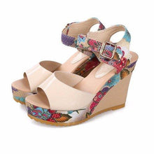 Floral Colorful Buckle Fish Mouth Platform Sandals