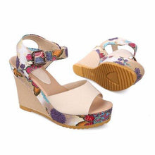 Floral Colorful Buckle Fish Mouth Platform Sandals