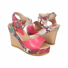 Floral Colorful Buckle Fish Mouth Platform Sandals