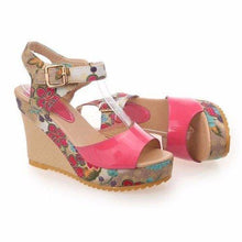 Floral Colorful Buckle Fish Mouth Platform Sandals