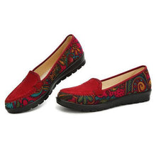 Big Size Floral Print Color Match Slip On Flat Loafers