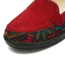 Big Size Floral Print Color Match Slip On Flat Loafers