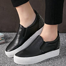 Rivet Metal Pure Color Korean Style Heel Increasing Platform Slip On Loafers