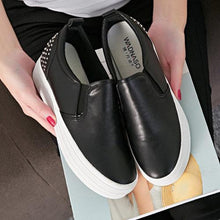 Rivet Metal Pure Color Korean Style Heel Increasing Platform Slip On Loafers
