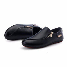 Men Side Zipper British Style Flat Slip On Casual Shoes