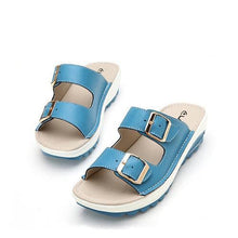 Candy Color Leather Buckle Metal Color Match Platform Beach Sandals Slippers