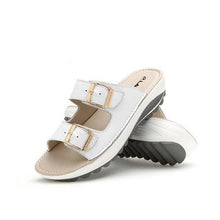 Candy Color Leather Buckle Metal Color Match Platform Beach Sandals Slippers