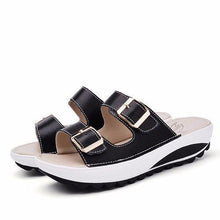 Candy Color Leather Buckle Metal Color Match Platform Beach Sandals Slippers
