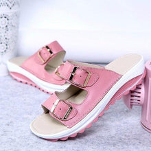 Candy Color Leather Buckle Metal Color Match Platform Beach Sandals Slippers
