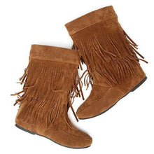 Big Size Tassel Mid Calf Pure Color Slip On Boots