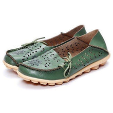Large Size Breathable Hollow Out Flat Lace Up Soft Leather Shoes