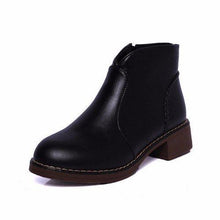 Punk Black Zipper Casual Block Ankle Mid Heel Boots