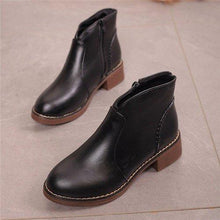 Punk Black Zipper Casual Block Ankle Mid Heel Boots