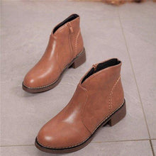 Punk Black Zipper Casual Block Ankle Mid Heel Boots