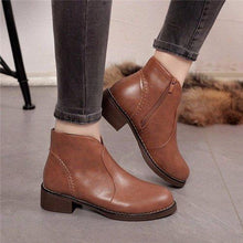 Punk Black Zipper Casual Block Ankle Mid Heel Boots