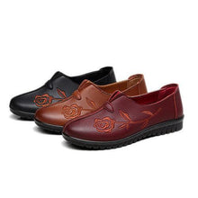 Socofy Big Size Flower Printing Soft Slip On Vintage Shoes