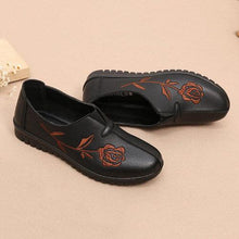 Socofy Big Size Flower Printing Soft Slip On Vintage Shoes
