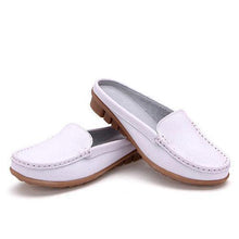 Big Size Pure Color Backless Soft Leather Slip On Casual Shoes