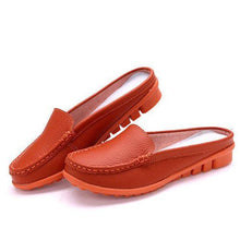 Big Size Pure Color Backless Soft Leather Slip On Casual Shoes