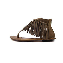 Tassel Clip Toe Bohemia Vintage Zipper Gladiators For Women