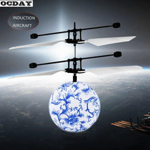 LED Remote Control Ball Flying RC Drone Helicopter Infrared Induction Mini Aircraft With Porcelain Ball Lighting Toy For Kids