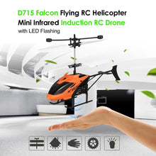 D715 Flying Mini Infrared Induction RC Helicopter Aircraft USB Charge LED Flashing Light Drone Remote Control Toys  Kids Gifts