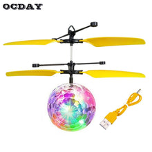 OCDAY Flying RC Ball Aircraft Helicopter Led Flashing Light Up Toy Induction Toy Electric RC Drone Toys  For Children Teenagers