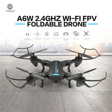 A6W WIFI FFV Selfie Drone Foldable Quadcopter Wide Angle HD Camera Altitude Hold Headless Mode RC Quadrocopter Helicopter Toys
